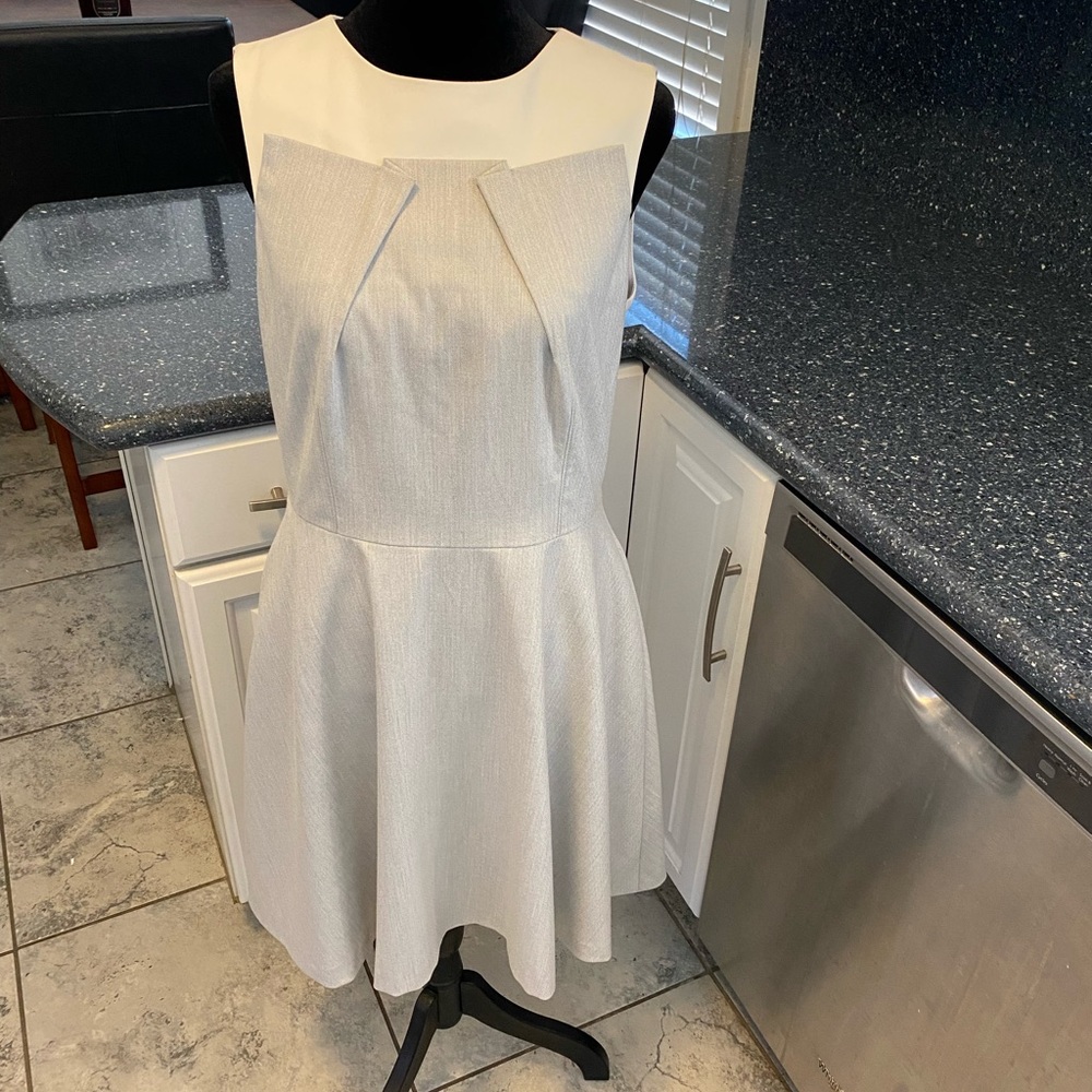 ANTONIO MELANI Cream Sleeveless Fit-and-Flare Mini Dress